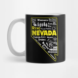 Nevada Reno Map Las Vegas Winnemucca Elko Ely Carson City Boulder City Henderson Laughkin Mug